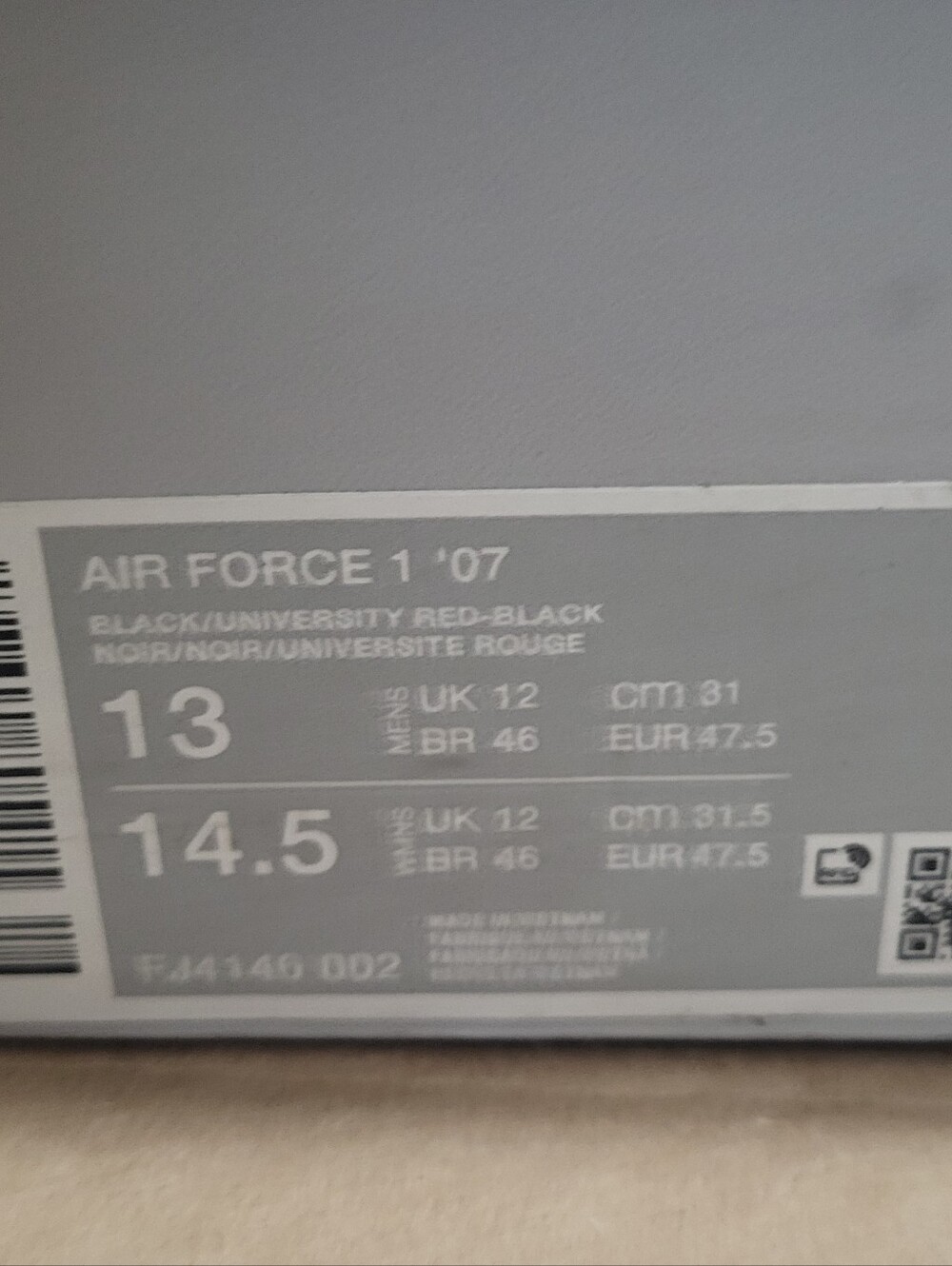 Nike Air Force 1 '07 Black/Red/Bred Men Size 13 - Picture 15 of 15